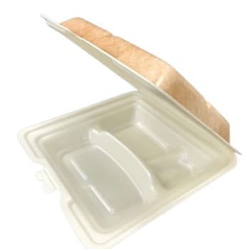 【サンプル】発泡折蓋 テイクアウトボックス24-24 クラフトブラウン 3仕切