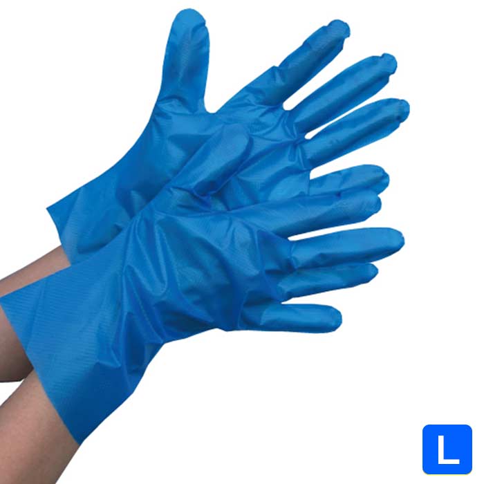 【箱入】ポリエチレン手袋ｽﾄﾚｯﾁα　＃2114ブルー　L　200枚