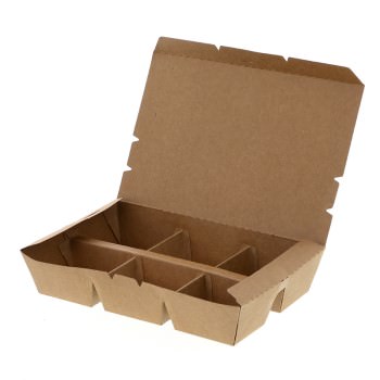 【サンプル】エコランチボックス 6仕切 クラフト